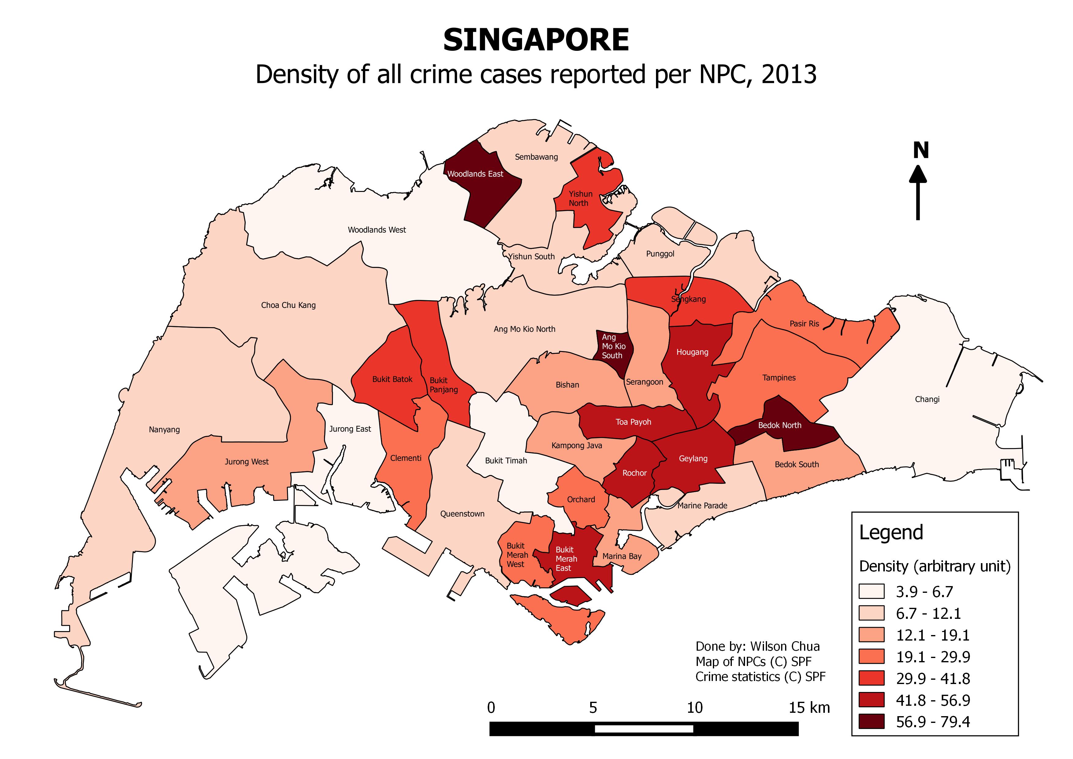 Density of all crime cases reported per NPC, 2013